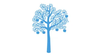 Grafik ausgewachsener Baum mit Früchten