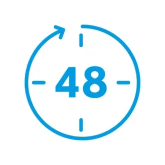 Icon einer Uhr, die einen Zeitverlauf von 48 Stunden veranschaulichen soll