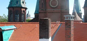 Auf Augenhöhe mit den fünf Türmen von St. Lamberti – und der Turmspitze des Erkertürmchens. 