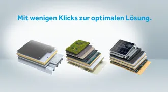 Beispielhafte Systemdachaufbauten von BMI