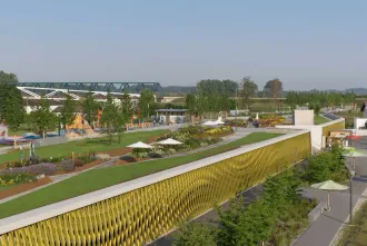 Gründach: Parkdeck mit Begrünung.