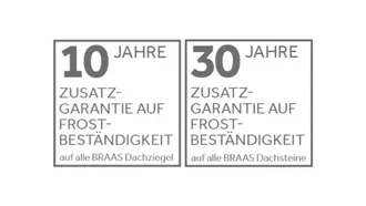 Garantie Frostschutz von Braas für 10-30 Jahre.