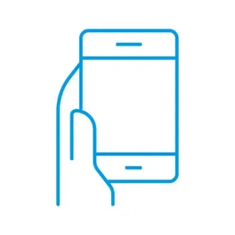 icon Mobiltelefon in einer Hand