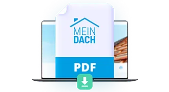 Bauherren stehen mit einem MeinDach-Mitarbeiter vor ihrem Haus mit neuer Dacheindeckung